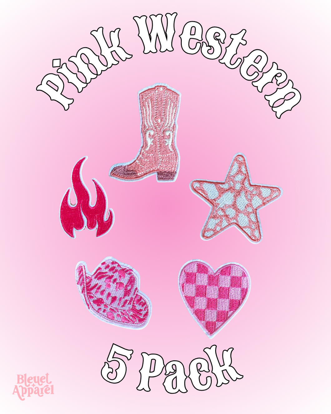 Ensemble de 5 patchs « Pink Western »